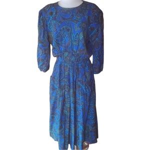 1980s R.E.O. Multi-Color‎ Career Dress